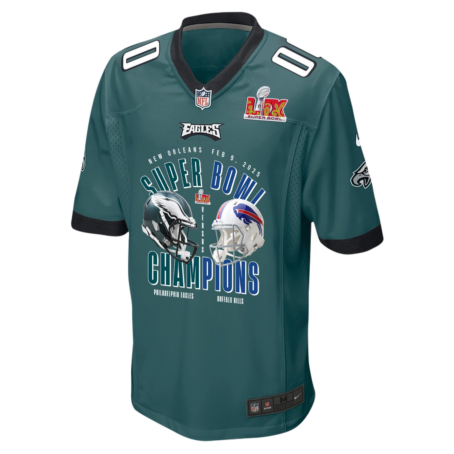 Philadelphia Eagles Vs. Buffalo Bills Super Bowl LIX Game Men Custom Jersey - Midnight Green JS5435 nicesnker - Image 2