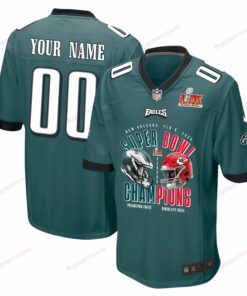 Philadelphia Eagles Vs. Kansas City Chiefs Super Bowl LIX Game Men Custom Jersey - Midnight Green JS9261 nicesnker