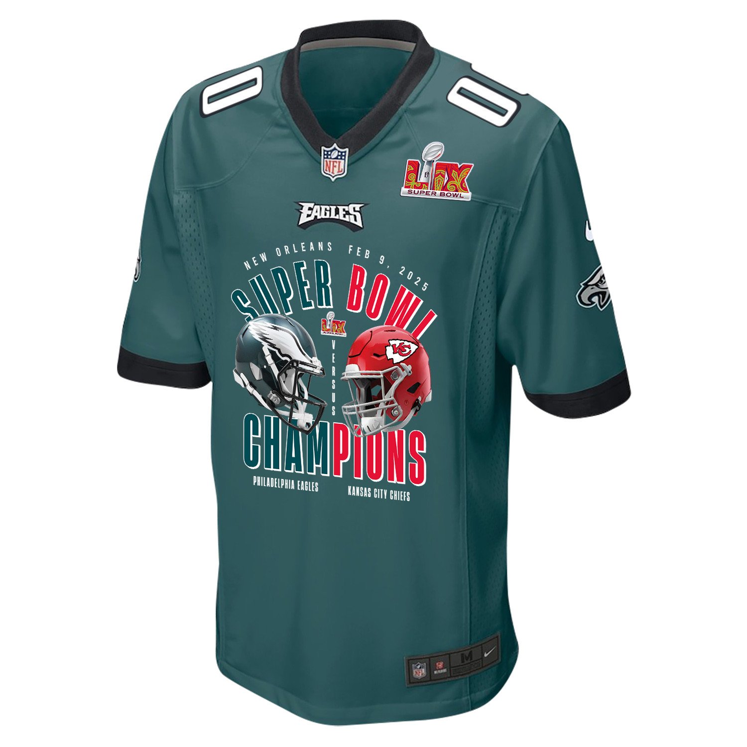 Philadelphia Eagles Vs. Kansas City Chiefs Super Bowl LIX Game Men Custom Jersey - Midnight Green JS9261 nicesnker - Image 2