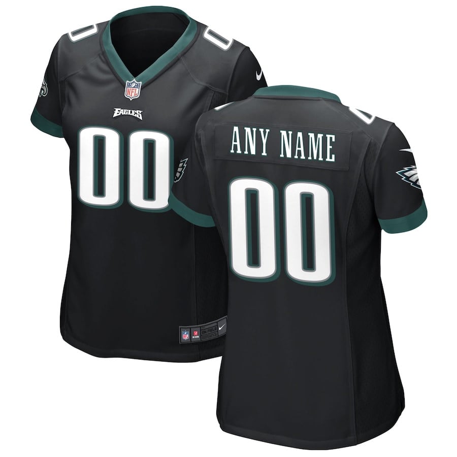 Philadelphia Eagles Women Alternate Custom Game Jersey - Black JS7767 nicesnker