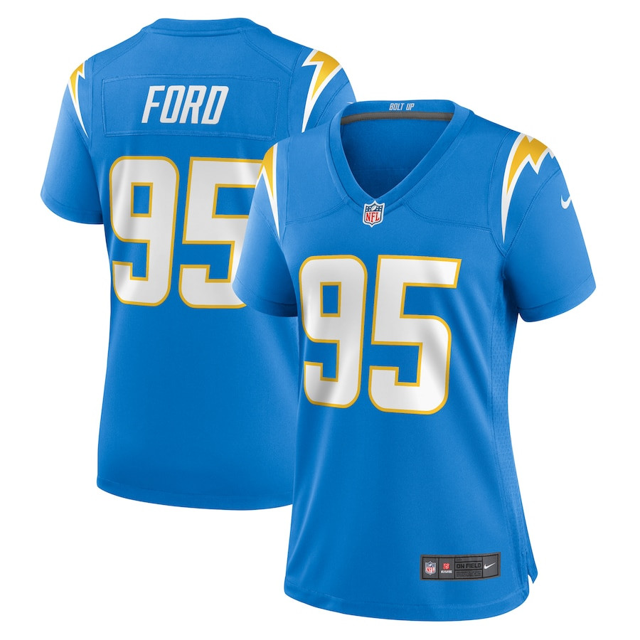 Poona Ford 95 Los Angeles Chargers Women's Game Jersey - Powder Blue JS6516 nicesnker