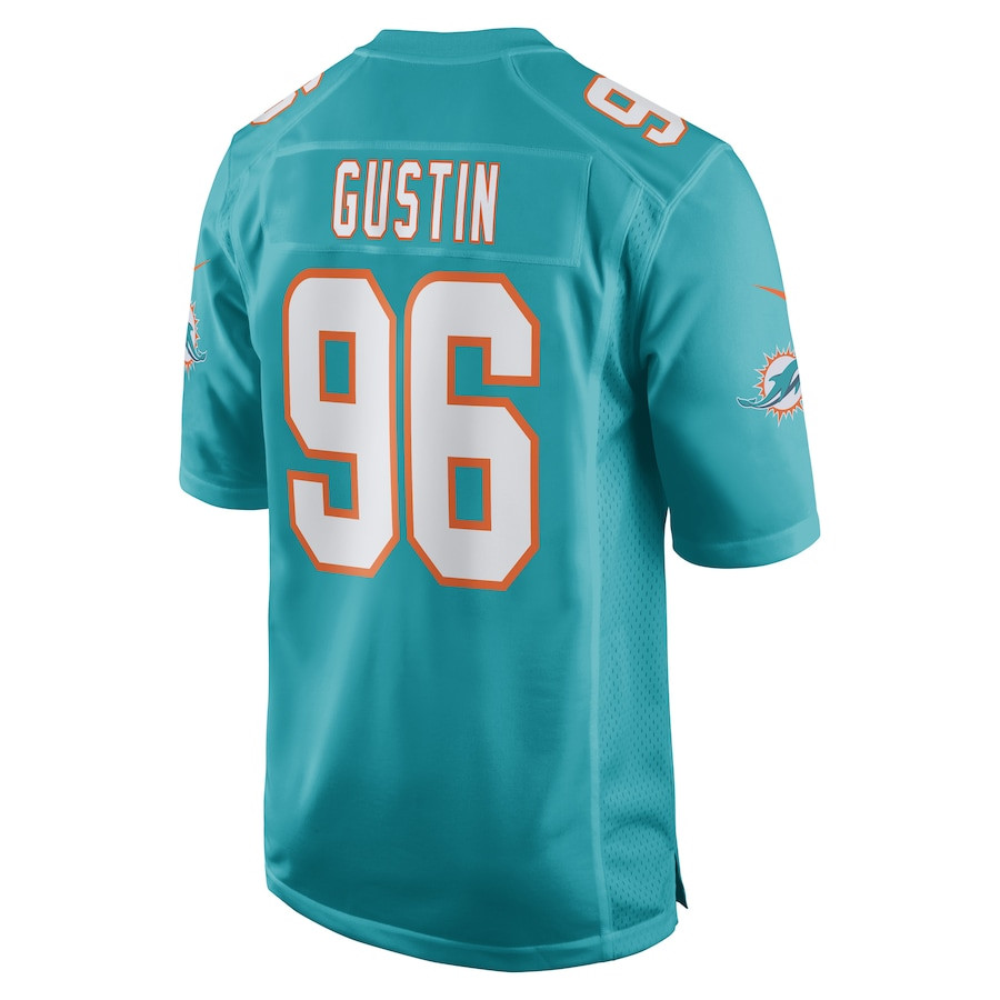 Porter Gustin 96 Miami Dolphins Men Game Jersey - Aqua JS3277 nicesnker - Image 3