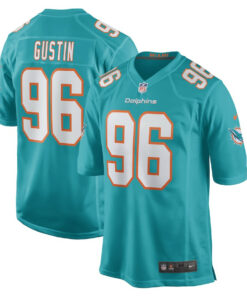 Porter Gustin 96 Miami Dolphins Men Game Jersey - Aqua JS3277 nicesnker