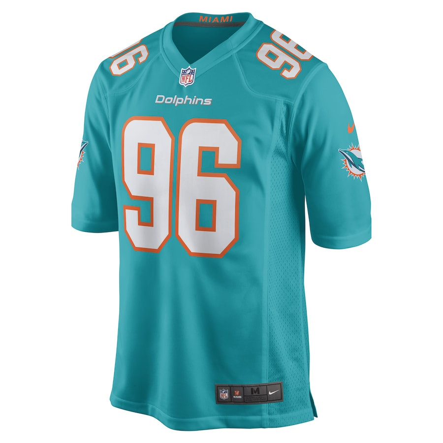 Porter Gustin 96 Miami Dolphins Men Game Jersey - Aqua JS3277 nicesnker - Image 2