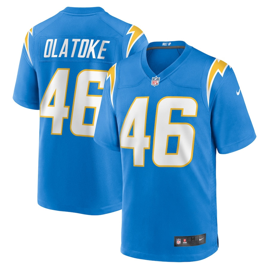 Praise Olatoke 46 Los Angeles Chargers Team Game Men Jersey - Powder Blue JS8829 nicesnker