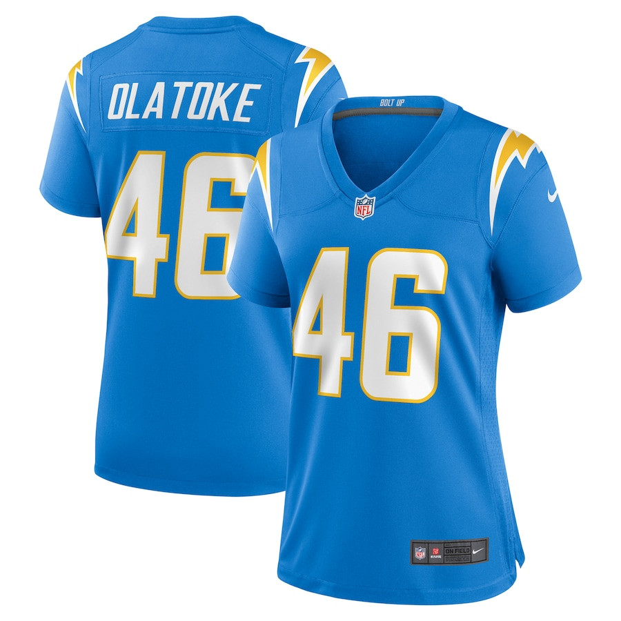 Praise Olatoke 46 Los Angeles Chargers Women's Game Jersey - Powder Blue JS9635 nicesnker