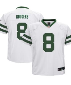 Preschool New York Jets Aaron Rodgers Legacy White Game Jersey JS1808 nicesnker