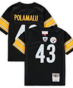 Preschool Pittsburgh Steelers Troy Polamalu Mitchell & Ness Black Retired Legacy Jersey JS2853 nicesnker