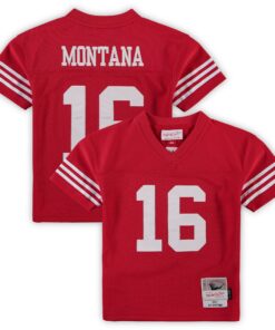 Preschool San Francisco 49ers Joe Montana Mitchell & Ness Scarlet 1990 Retired Player Legacy Jersey JS2174 nicesnker
