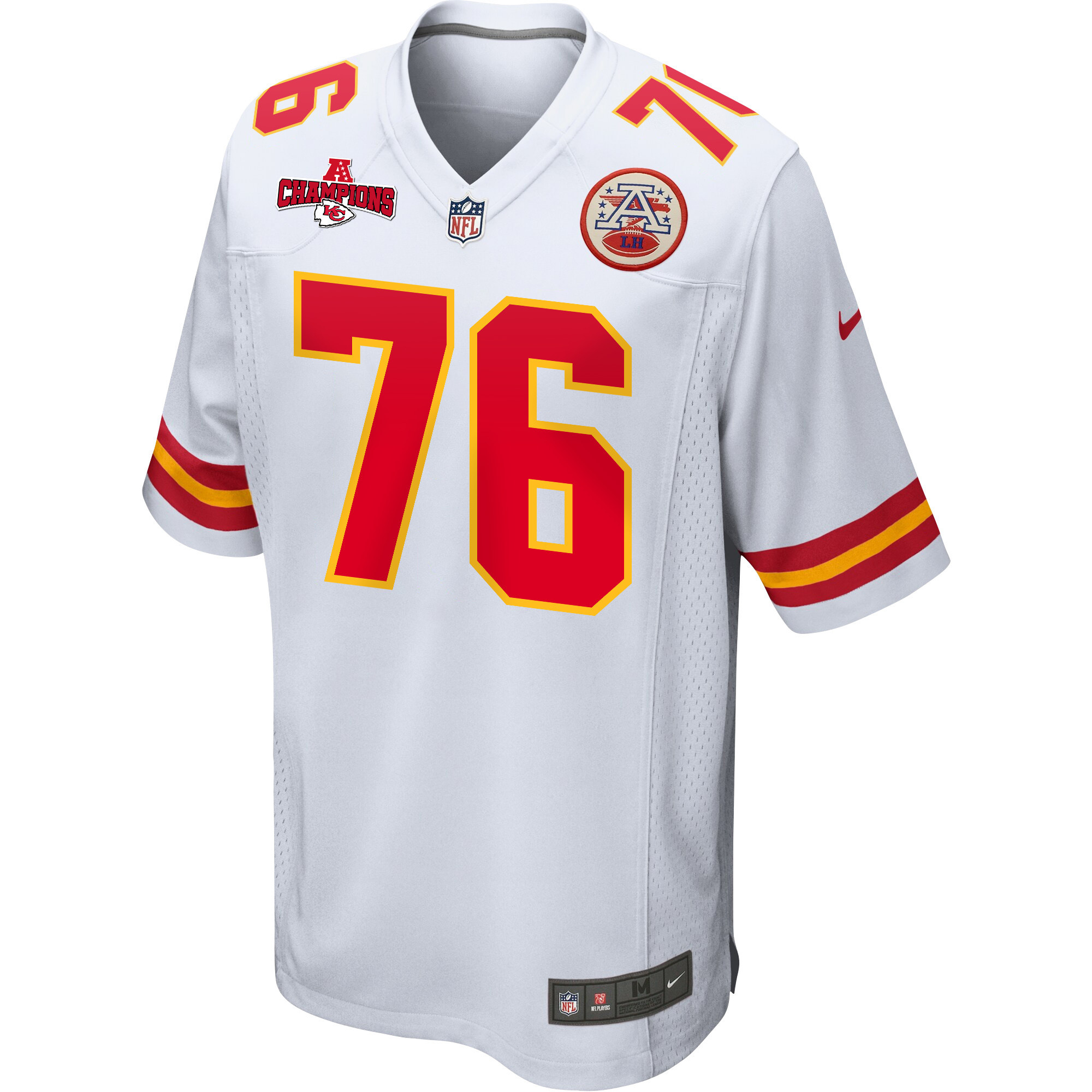 Prince Tega Wanogho 76 Kansas City Chiefs AFC Champions Patch Game Men Jersey - White JS7341 nicesnker - Image 2