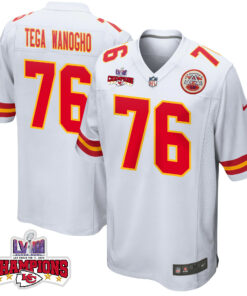 Prince Tega Wanogho 76 Kansas City Chiefs Super Bowl LVIII Champions 4 Stars Patch Game Men Jersey - White JS1602 nicesnker