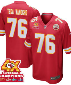Prince Tega Wanogho 76 Kansas City Chiefs Super Bowl LVIII Champions 4X Game Men Jersey - Red JS7117 nicesnker