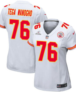 Prince Tega Wanogho 76 Kansas City Chiefs Super Bowl LVIII Patch Game Women Jersey - White JS1148 nicesnker