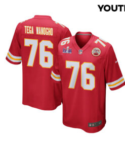 Prince Tega Wanogho 76 Kansas City Chiefs Super Bowl LVIII Patch Game YOUTH Jersey - Red JS8576 nicesnker