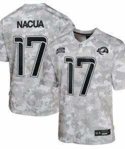Puka Nacua 17 Los Angeles Rams 2024 Salute to Service Game YOUTH Jersey - Arctic Camo JS1424 nicesnker