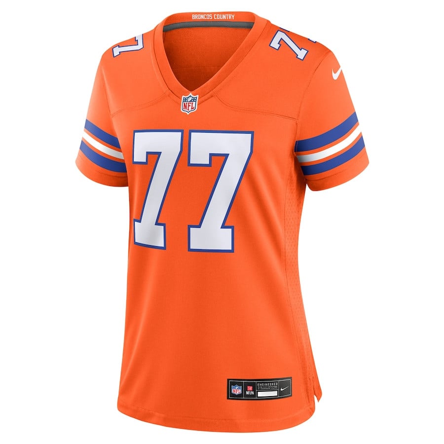 Quinn Meinerz 77 Denver Broncos Women's Mile High Collection 1977 Throwback Player Game Jersey - Orange JS2168 nicesnker - Image 2