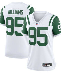 Quinnen Williams 95 New York Jets Women's Classic Alternate Game Jersey - White JS4397 nicesnker