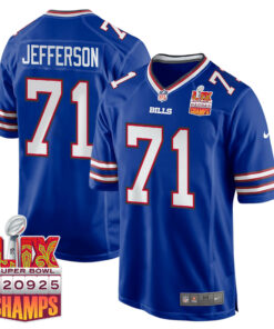 Quinton Jefferson 71 Buffalo Bills Super Bowl LIX Champions Patch Game Men Jersey - Royal JS4404 nicesnker
