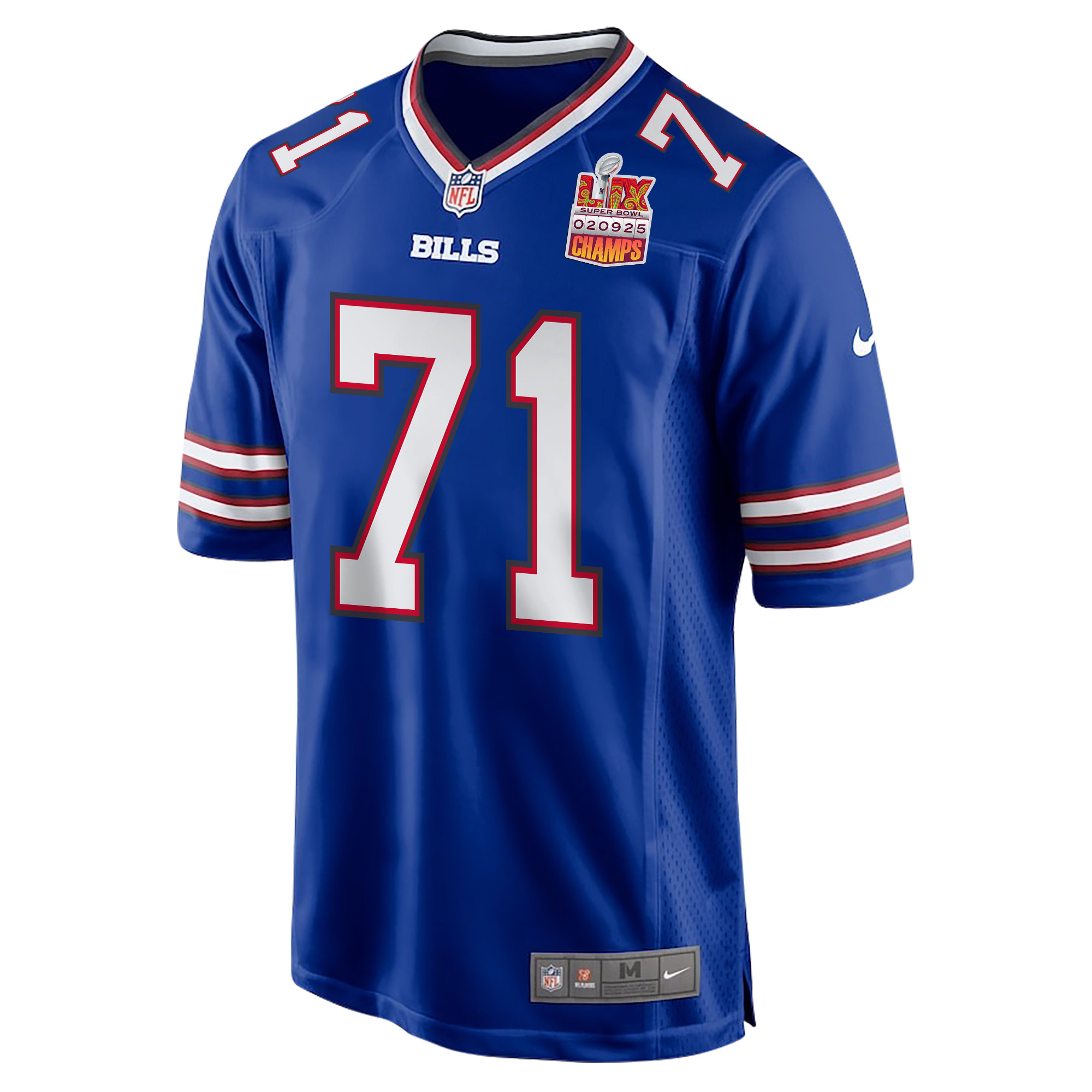 Quinton Jefferson 71 Buffalo Bills Super Bowl LIX Champions Patch Game Men Jersey - Royal JS4404 nicesnker - Image 3