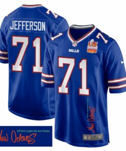 Quinton Jefferson 71 Buffalo Bills Super Bowl LIX Champions Patch 'New Orleans - Where Legends Are Made' EMBROIDERED Game Men Jersey - Royal JS9196 nicesnker