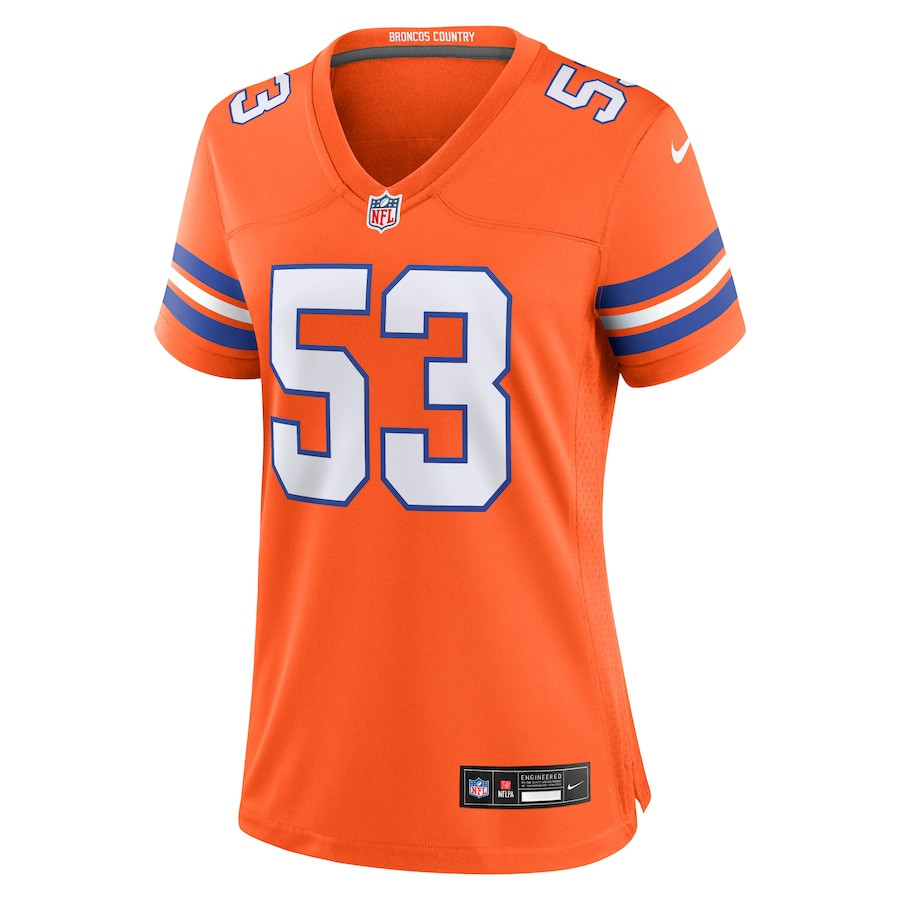Randy Gradishar 53 Denver Broncos Women's Mile High Collection 1977 Throwback Retired Player Game Jersey - Orange JS8738 nicesnker - Image 2