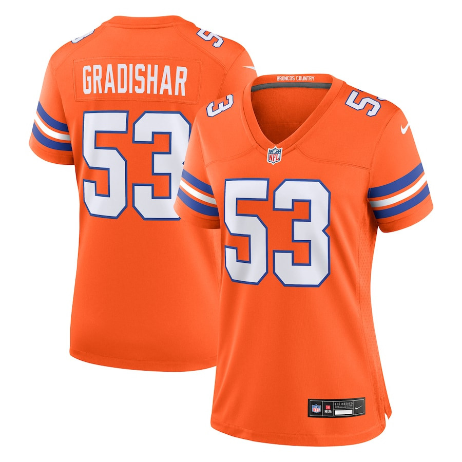 Randy Gradishar 53 Denver Broncos Women's Mile High Collection 1977 Throwback Retired Player Game Jersey - Orange JS8738 nicesnker