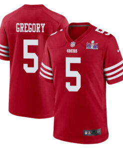 Randy Gregory 5 San Francisco 49ers Super Bowl LVIII Patch Game Men Jersey - Scarlet JS5824 nicesnker