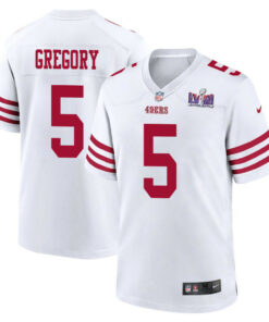 Randy Gregory 5 San Francisco 49ers Super Bowl LVIII Patch Game Men Jersey - White JS8796 nicesnker