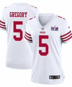 Randy Gregory 5 San Francisco 49ers Super Bowl LVIII Patch Game Women Jersey - White JS8890 nicesnker