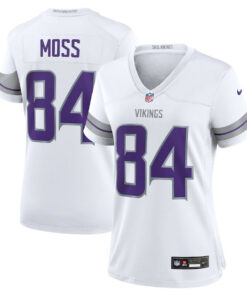 Randy Moss 84 Minnesota Vikings Women's Alternate Retired Player Game Jersey - White JS3039 nicesnker