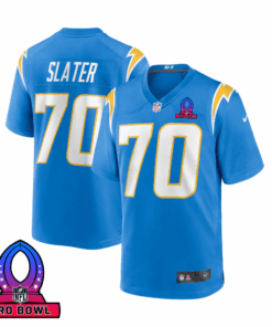 Rashawn Slater 70 Los Angeles Chargers 2025 Pro Bowl Patch Game Men Jersey - Powder Blue JS1612 nicesnker