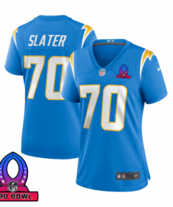 Rashawn Slater 70 Los Angeles Chargers 2025 Pro Bowl Patch Women Game Jersey - Powder Blue JS5594 nicesnker