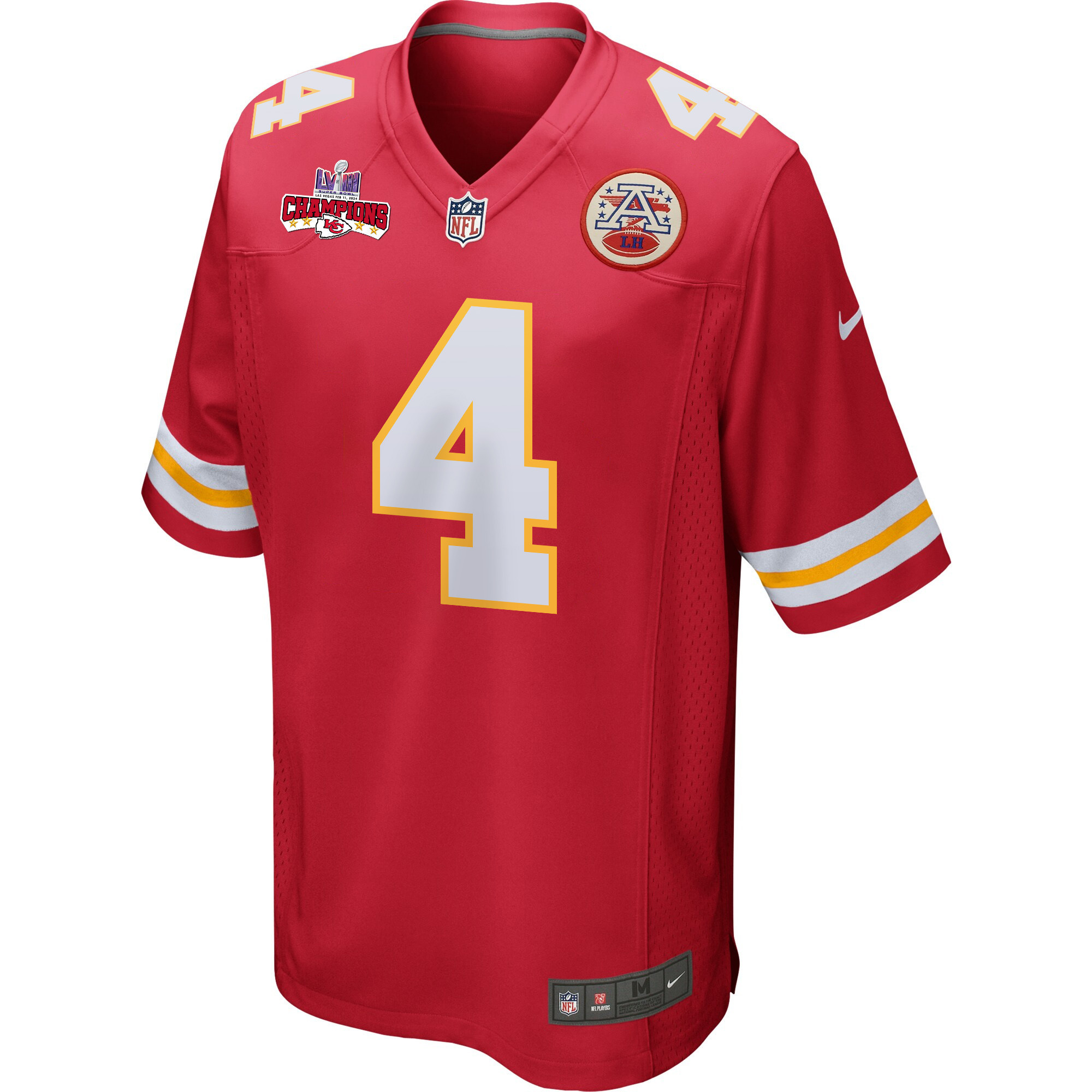 Rashee Rice 4 Kansas City Chiefs Super Bowl LVIII Champions 4 Stars Patch Game Men Jersey - Red JS2722 nicesnker - Image 2
