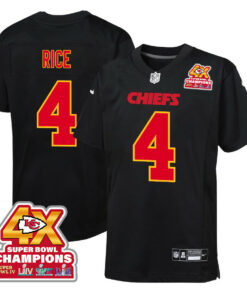 Rashee Rice 4 Kansas City Chiefs Super Bowl LVIII Champions 4X Fashion Game YOUTH Jersey - Carbon Black JS3490 nicesnker
