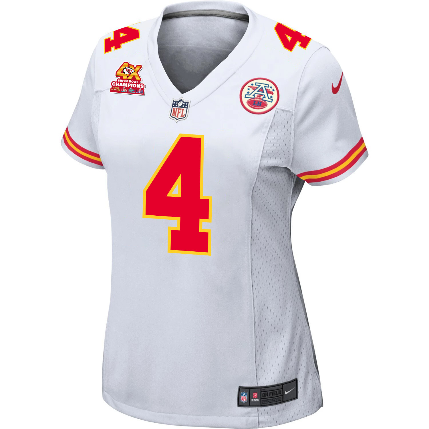 Rashee Rice 4 Kansas City Chiefs Super Bowl LVIII Champions 4X Game Women Jersey - White JS7263 nicesnker - Image 2