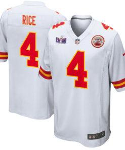 Rashee Rice 4 Kansas City Chiefs Super Bowl LVIII Patch Game Men Jersey - White JS3421 nicesnker
