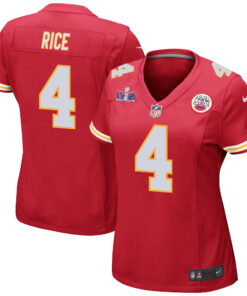 Rashee Rice 4 Kansas City Chiefs Super Bowl LVIII Patch Game Women Jersey - Red JS7197 nicesnker