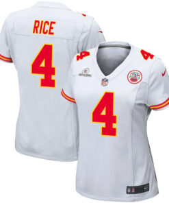 Rashee Rice 4 Kansas City Chiefs Super Bowl LVIII Patch Game Women Jersey - White JS7438 nicesnker