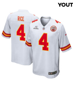 Rashee Rice 4 Kansas City Chiefs Super Bowl LVIII Patch Game YOUTH Jersey - White JS4290 nicesnker
