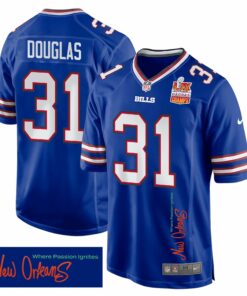 Rasul Douglas 31 Buffalo Bills Super Bowl LIX Champions Patch 'New Orleans - Where Passion Ignites' EMBROIDERED Game Men Jersey - Royal JS7982 nicesnker