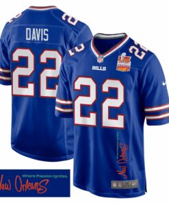 Ray Davis 22 Buffalo Bills Super Bowl LIX Champions Patch 'New Orleans - Where Passion Ignites' EMBROIDERED Game Men Jersey - Royal JS1469 nicesnker