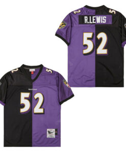 Ray Lewis 52 Baltimore Ravens Two-Toned Throwback Men Jersey - Purple/Black JS1183 nicesnker