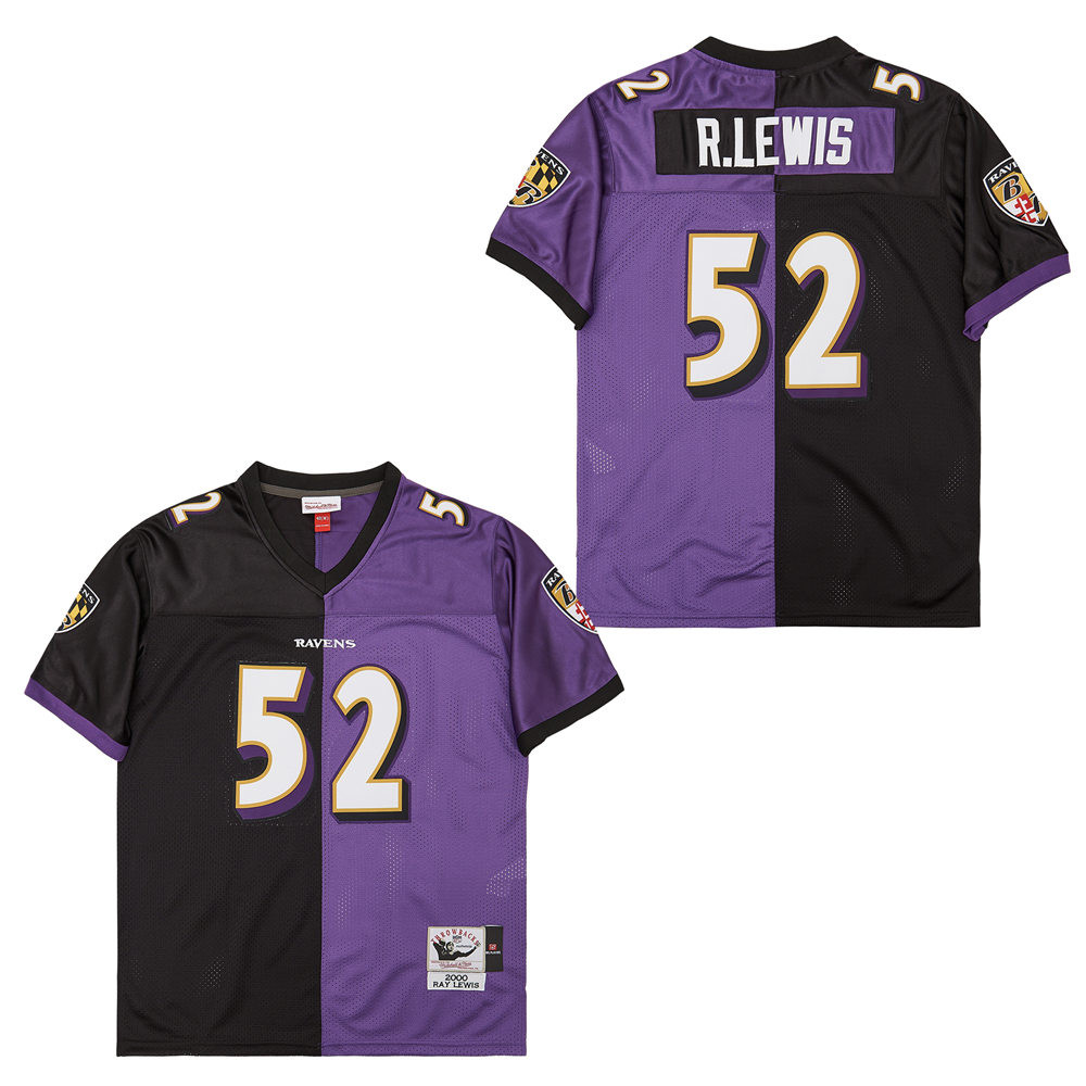Ray Lewis 52 Baltimore Ravens Two-Toned Throwback Men Jersey - Purple/Black JS1183 nicesnker