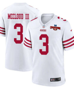 Ray-Ray McCloud III 3 San Francisco 49ers NFC Champions Patch Game Men Jersey - White JS2308 nicesnker