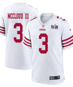 Ray-Ray McCloud III 3 San Francisco 49ers Super Bowl LVIII Patch Game Men Jersey - White JS4636 nicesnker