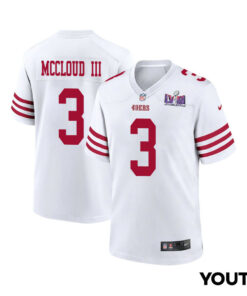 Ray-Ray McCloud III 3 San Francisco 49ers Super Bowl LVIII Patch Game YOUTH Jersey - White JS5493 nicesnker