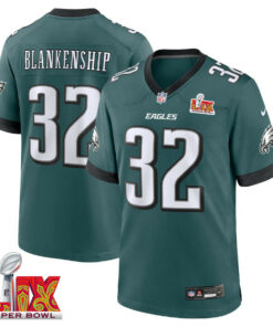 Reed Blankenship #32 Philadelphia Eagles Super Bowl LIX Jersey - Men's - Midnight Green JS6021 nicesnker