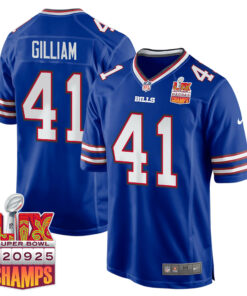Reggie Gilliam 41 Buffalo Bills Super Bowl LIX Champions Patch Game Men Jersey - Royal JS5183 nicesnker