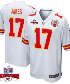 Richie James 17 Kansas City Chiefs Super Bowl LVIII Champions 4 Stars Patch Game Men Jersey - White JS6934 nicesnker