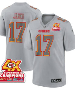 Richie James 17 Kansas City Chiefs Super Bowl LVIII Champions 4X Atmosphere Fashion Game Men Jersey - Gray JS3462 nicesnker